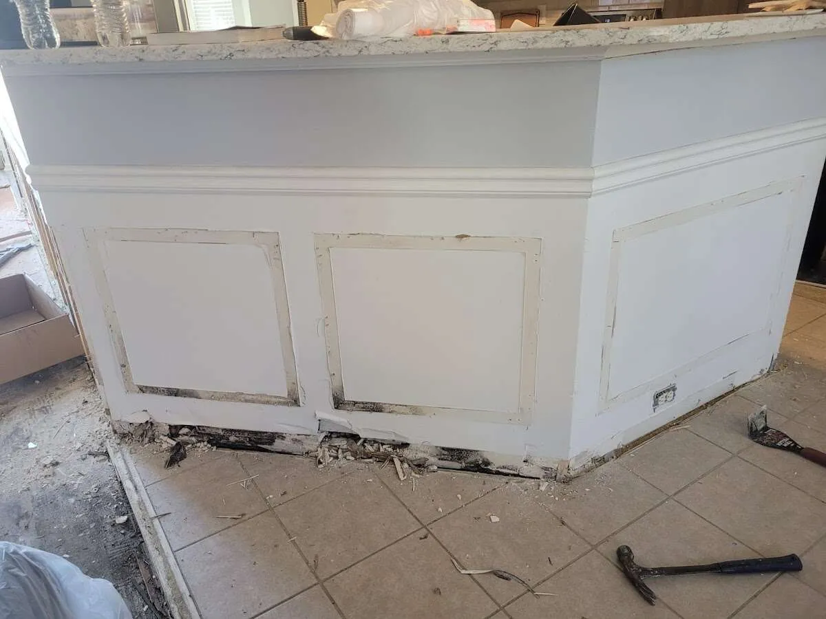 Water damage and mold on kitchen during Storm Damage Restoration in Burbank